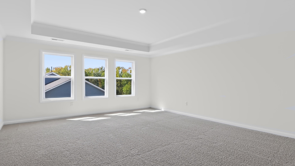primary bedroom with tray ceiling