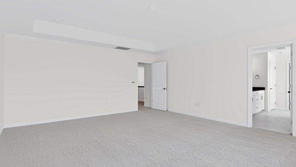 primary bedroom with tray ceiling