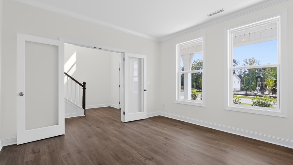 study with glass french doors