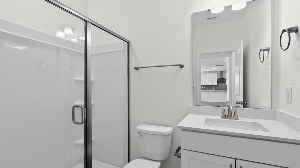 bathroom with walkin glass door shower