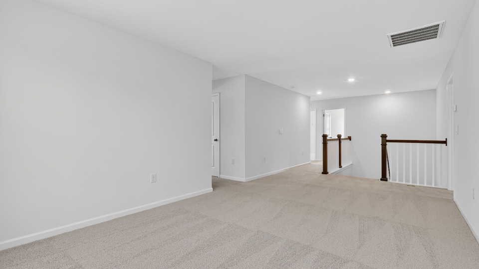 top of stairs at loft with carpet flooring