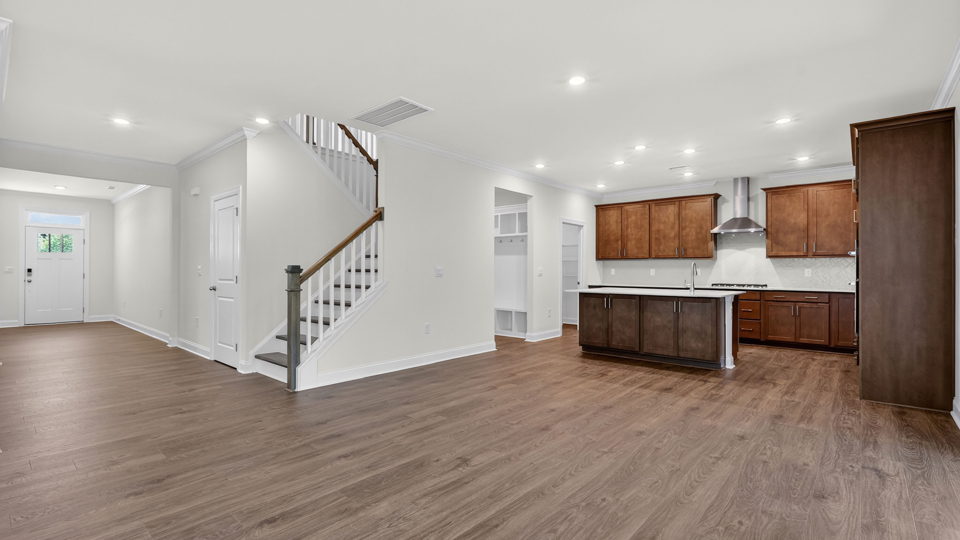 open concept kitchen overlooking dining area