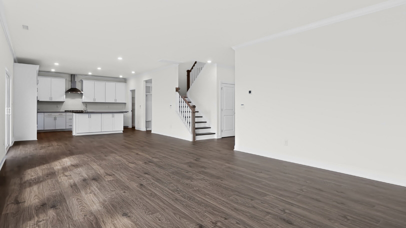 kitchen overlooking open living room