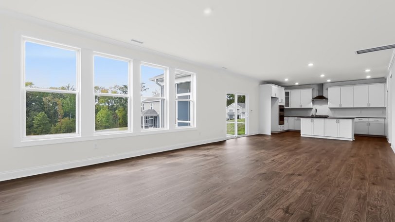 kitchen overlooking open living room