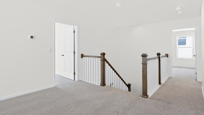 top of stairs at loft with carpet flooring