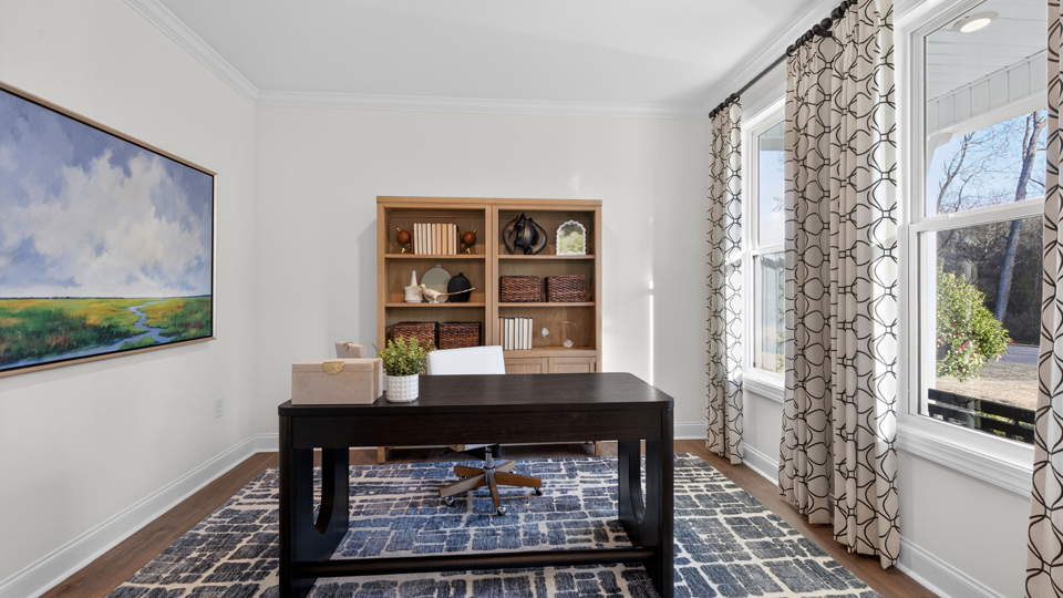 flex room with large windows, french doors