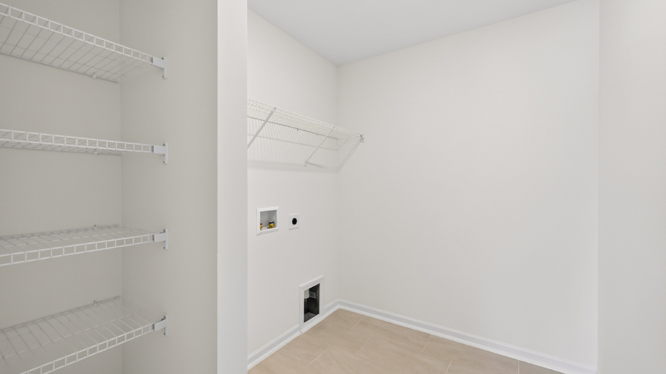 laundry room with wire shelving