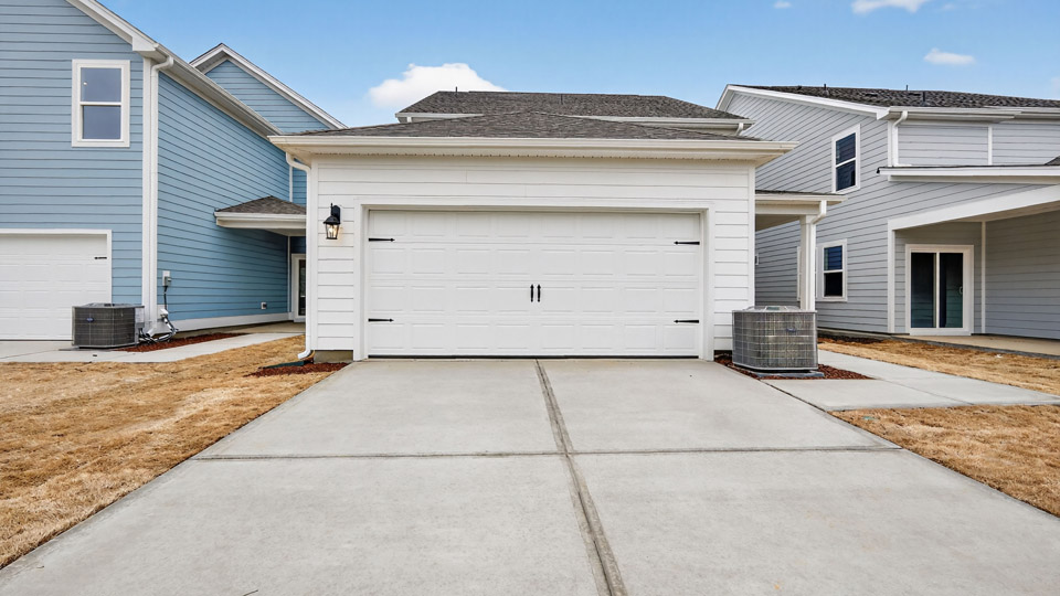 two car garage on the backside of house