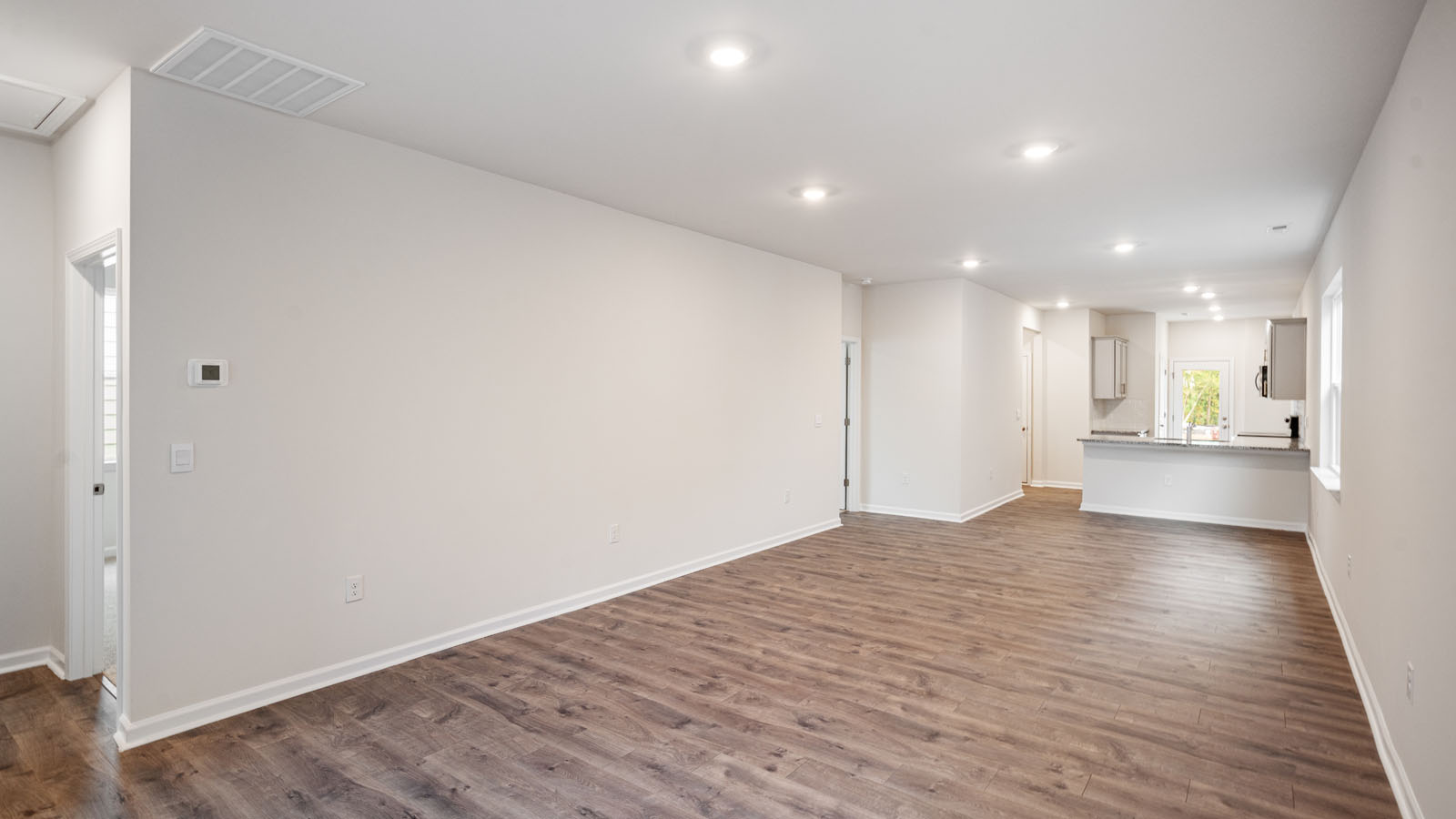 Living area with revwood flooring