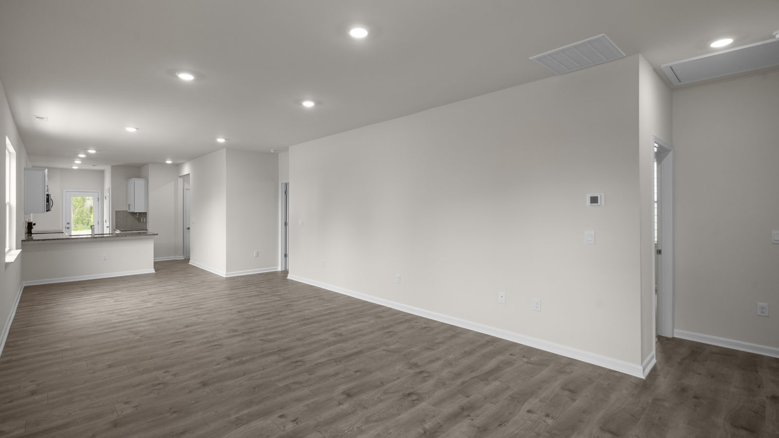 Living area with revwood flooring