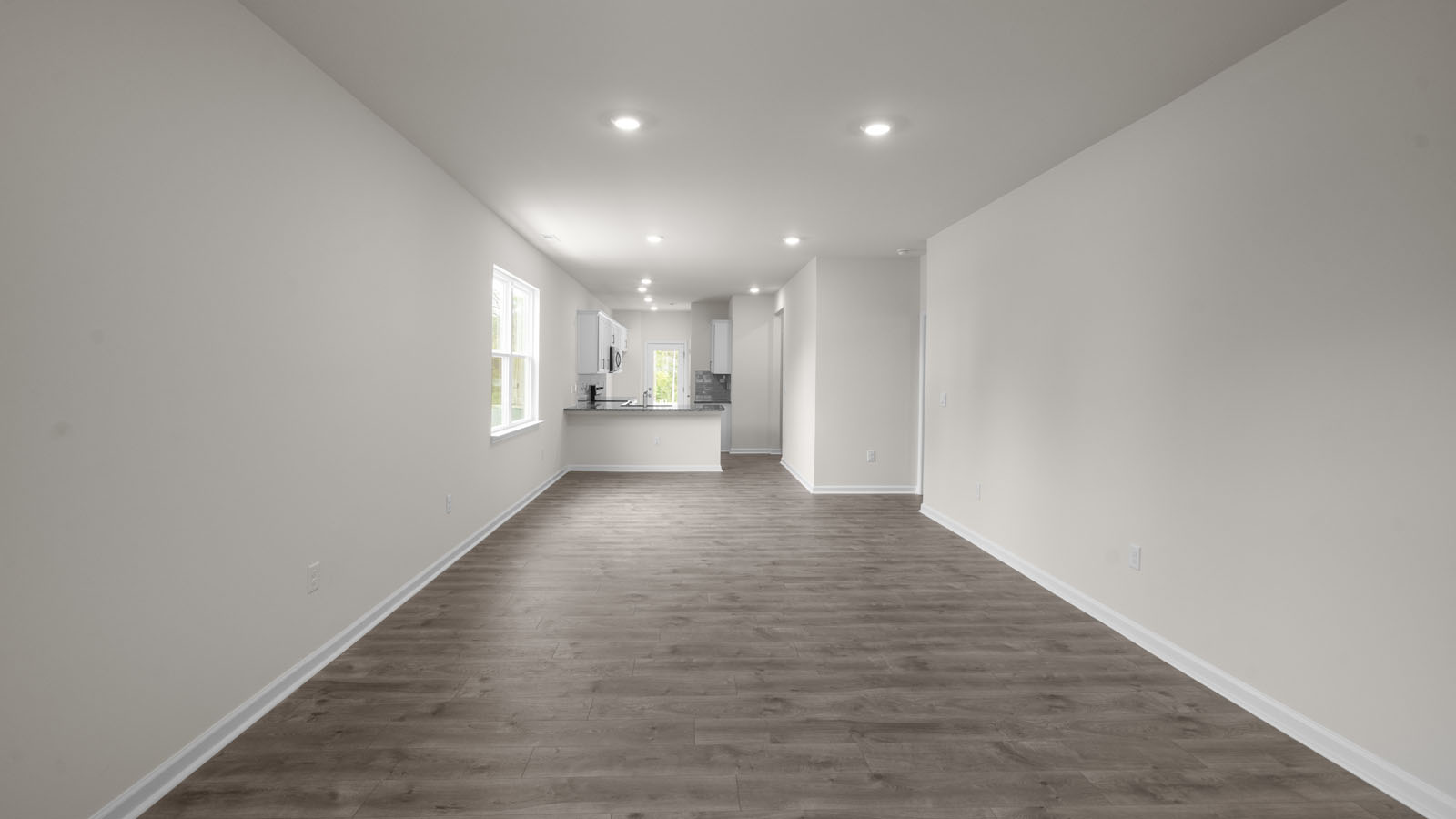 Living area with revwood flooring