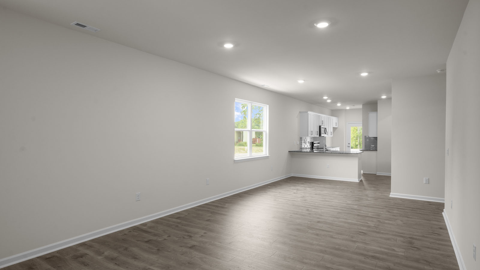 Living area with revwood flooring