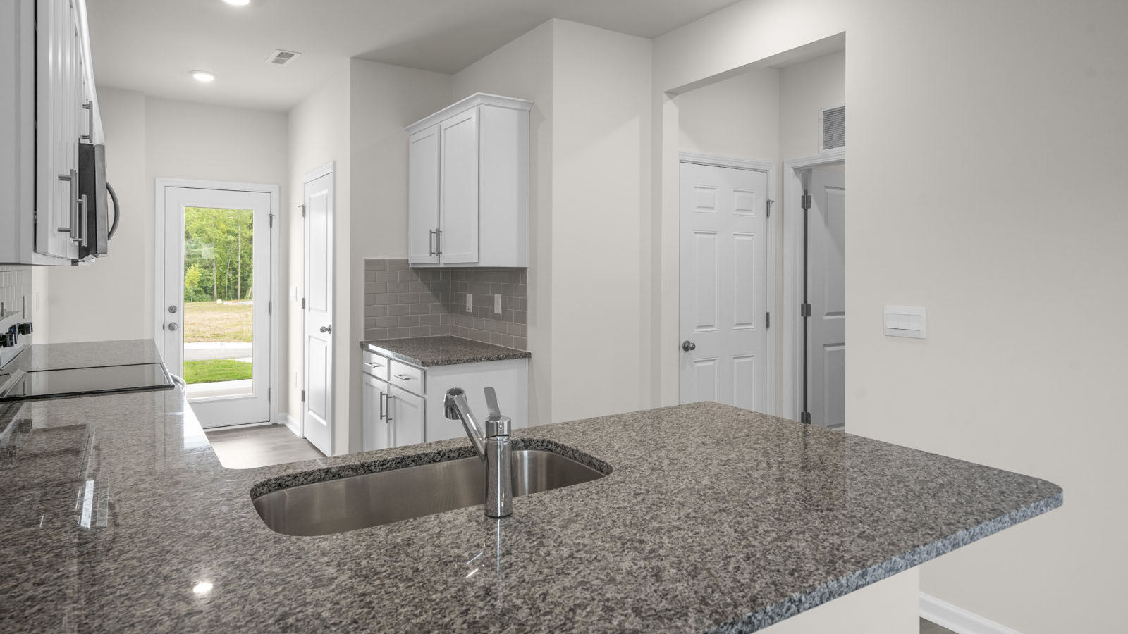 Kitchen with white cabinets