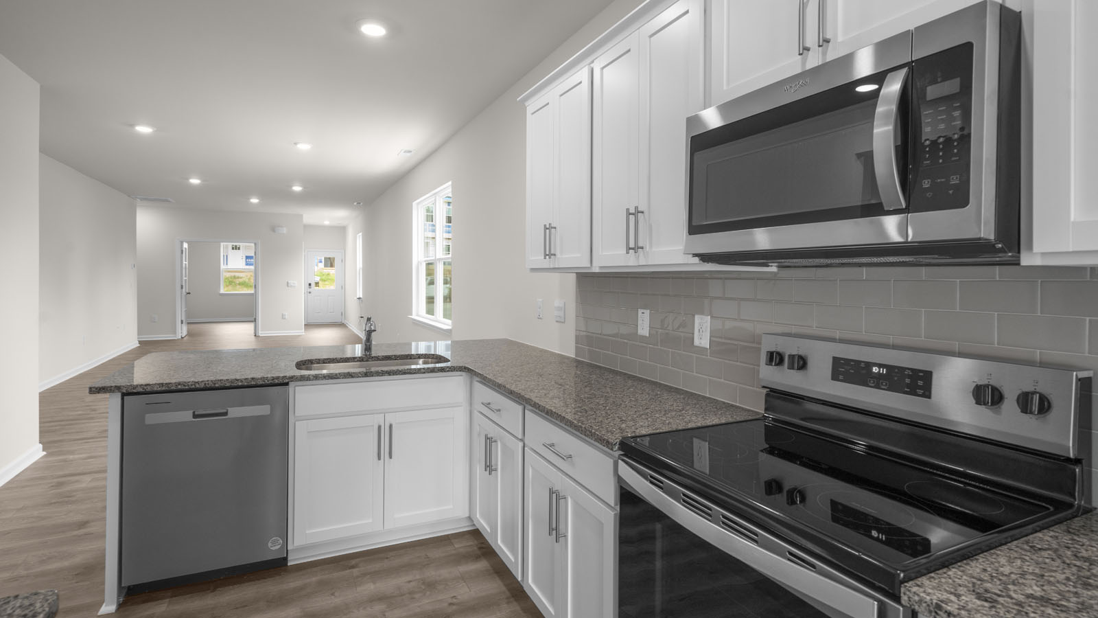 Kitchen with white cabinets