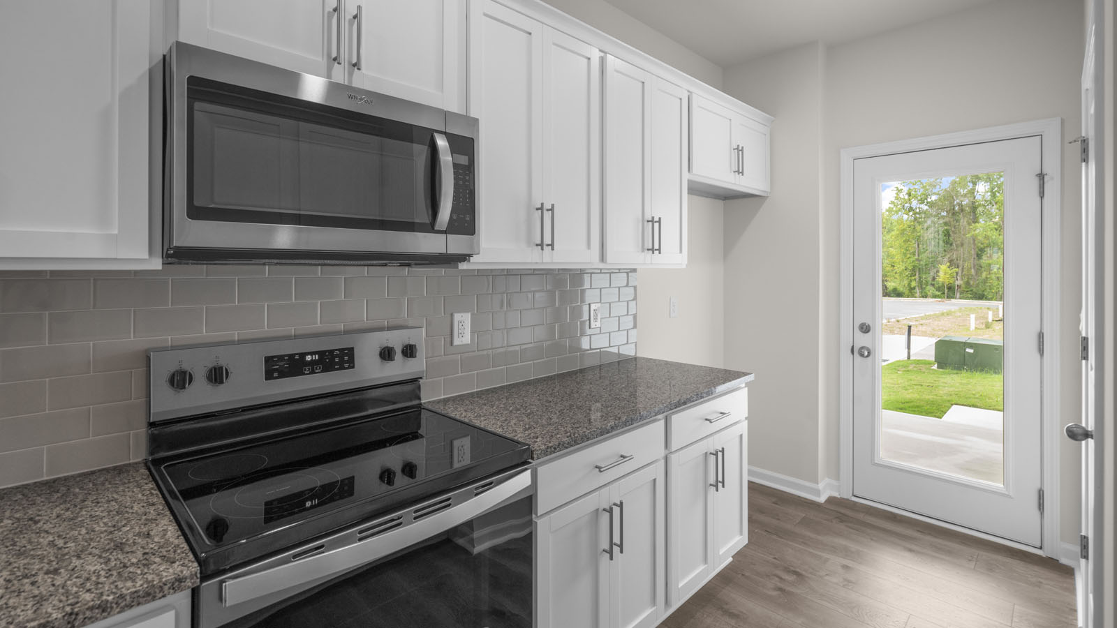 Kitchen with white cabinets