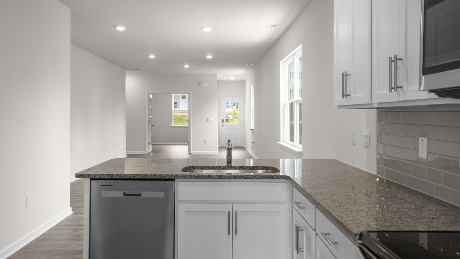 Kitchen with white cabinets