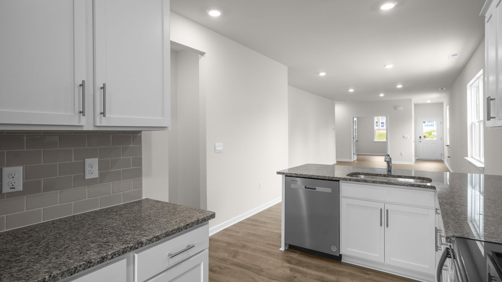 Kitchen with white cabinets