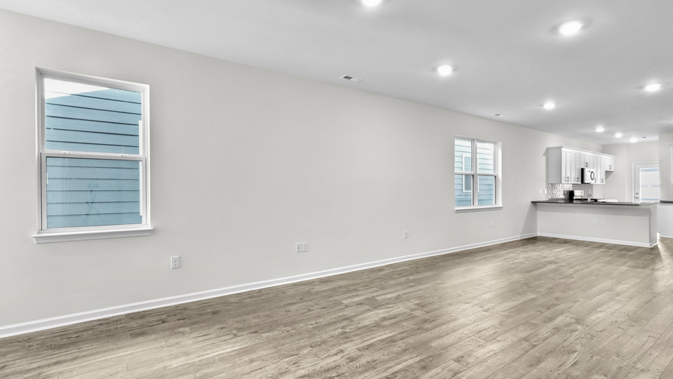 Living area with revwood flooring