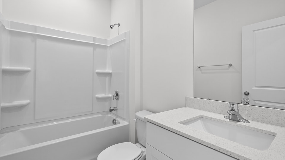 Bathroom with single sink and tub
