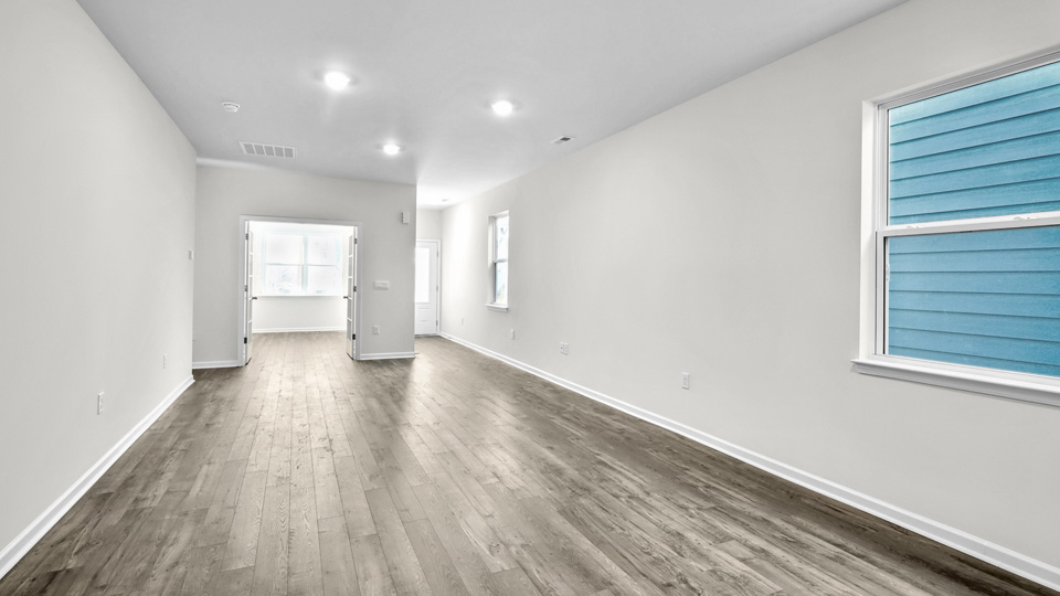 Living area with revwood flooring