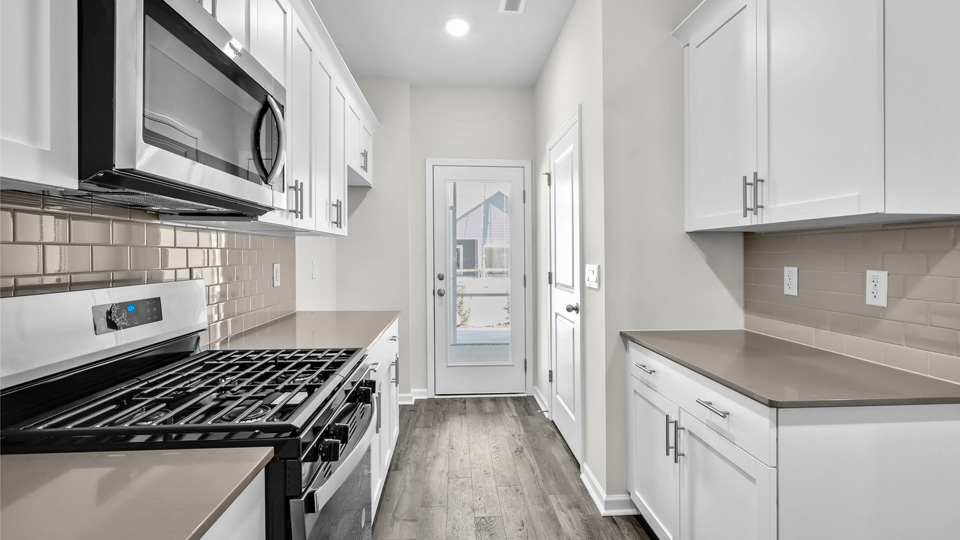Kitchen with white cabinets