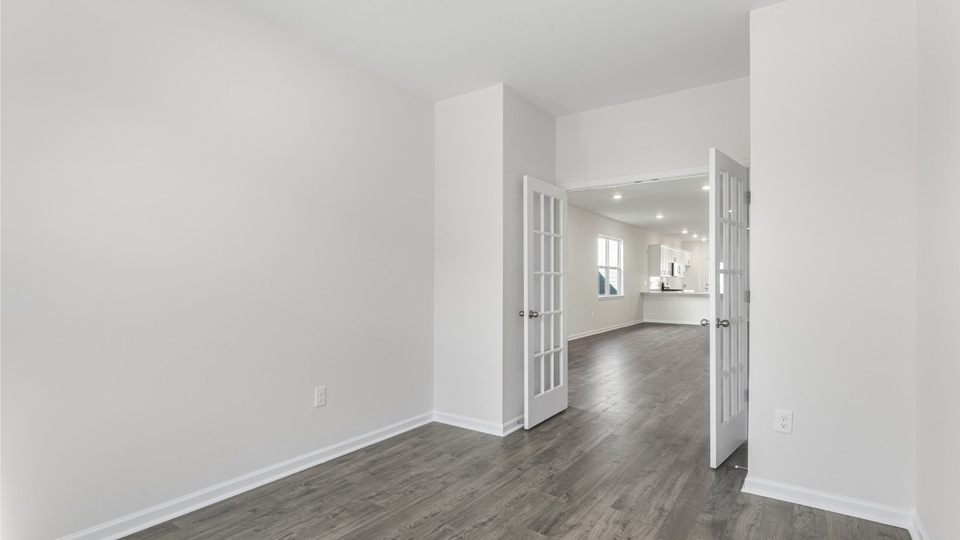 flex room with large windows, french doors