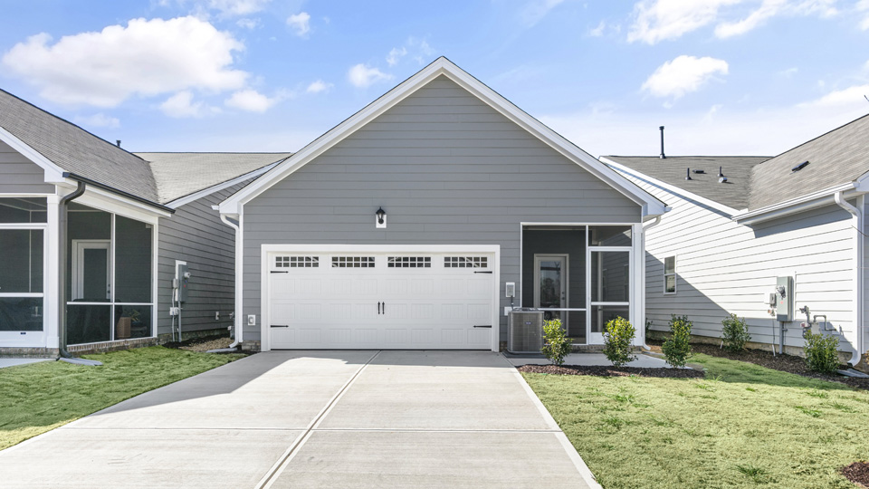 back exterior of Beckett floor plan with 2 car rear load garage