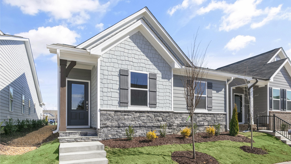 front exterior Beckett floor plan with rear load garage
