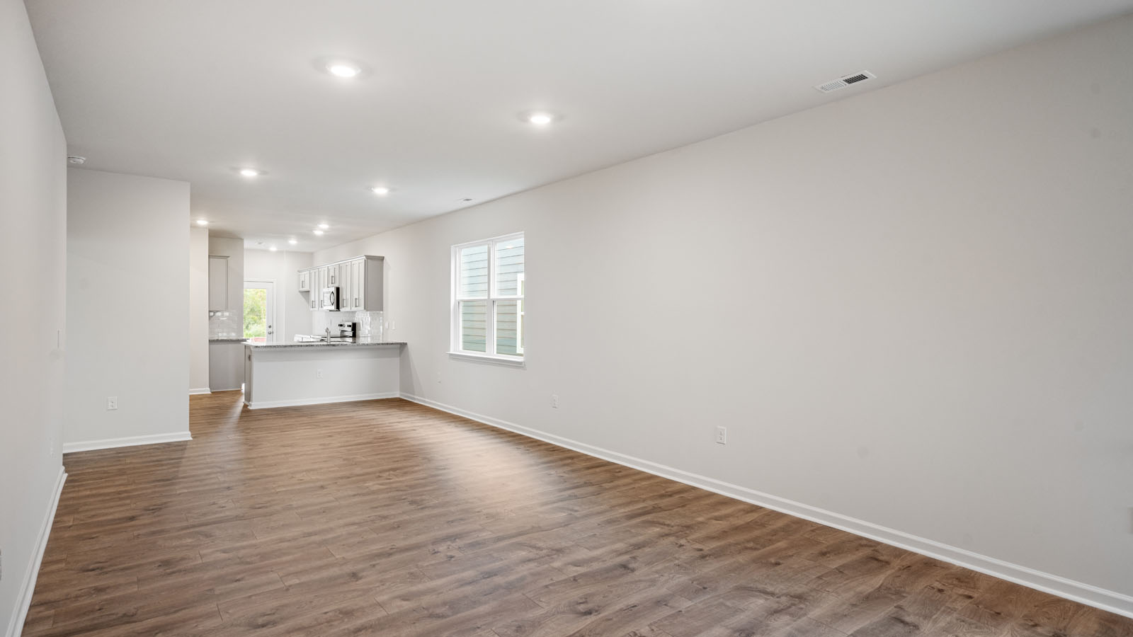 Living area with revwood flooring
