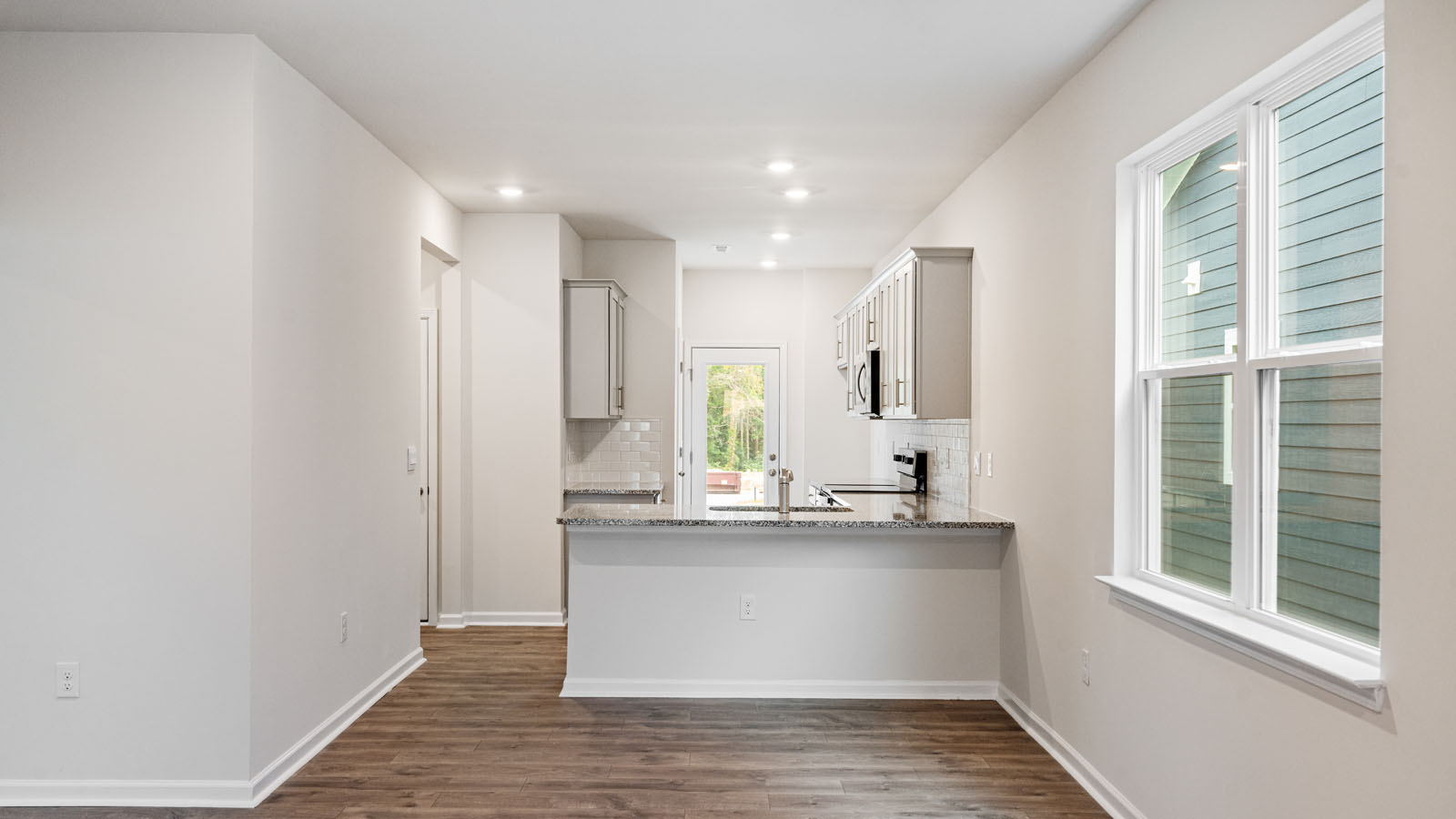Living area with revwood flooring