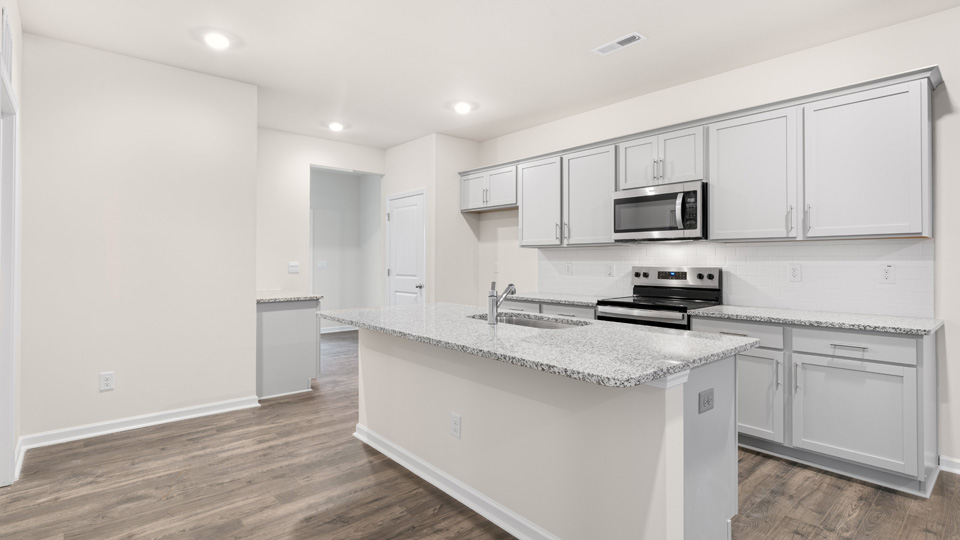 Kitchen with grey countertops