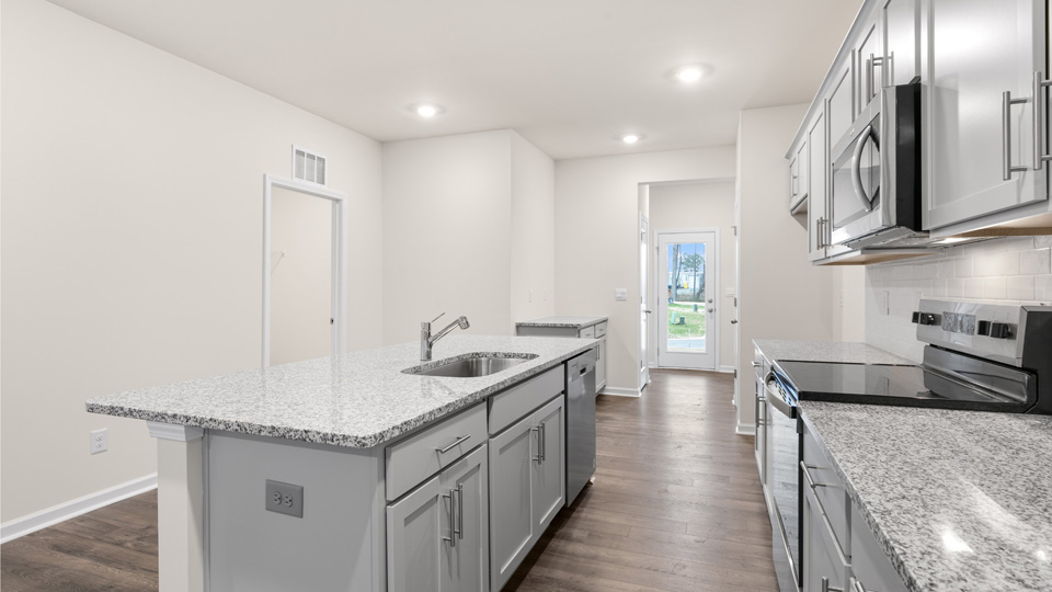 Kitchen with grey countertops