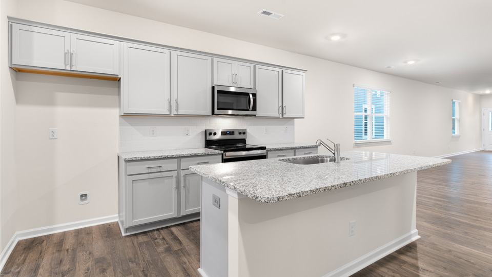 Kitchen with grey countertops
