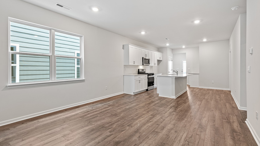 Living area with revwood flooring