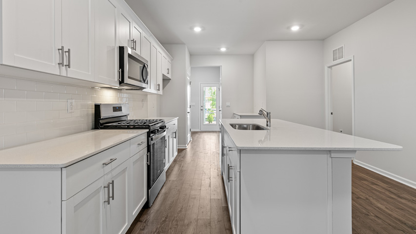 Kitchen with white cabinets