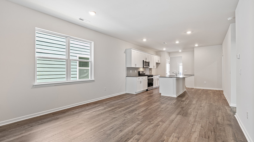 Living area with revwood flooring