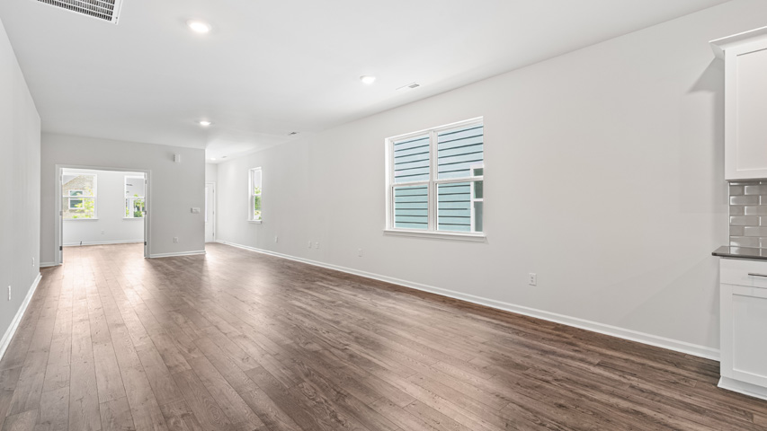 Living area with revwood flooring