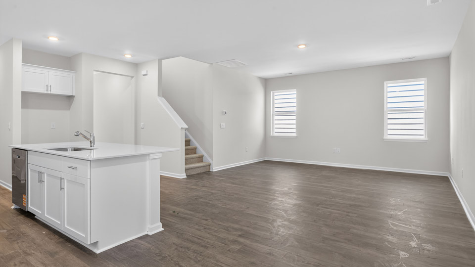 Open-concept living and dining area