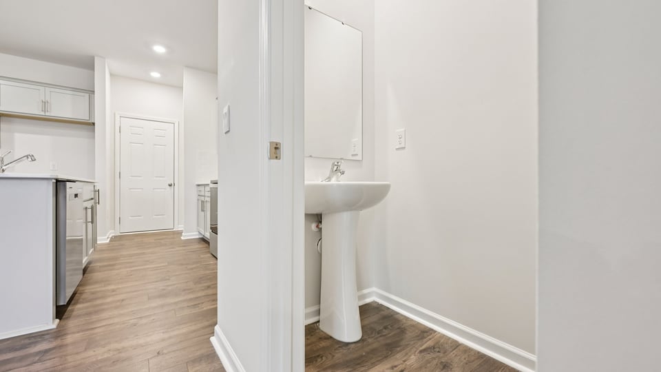 powder room with pedestal sink