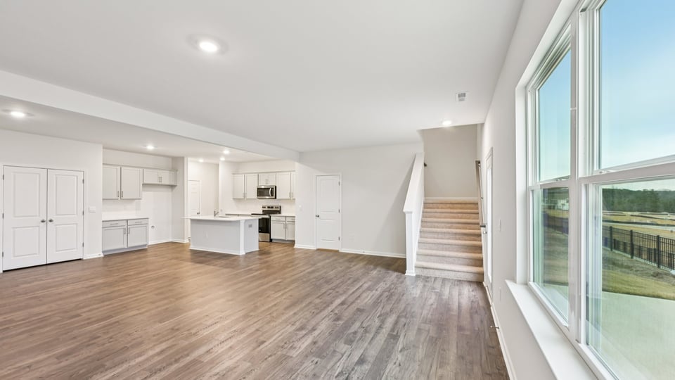 open concept kitchen and dining area