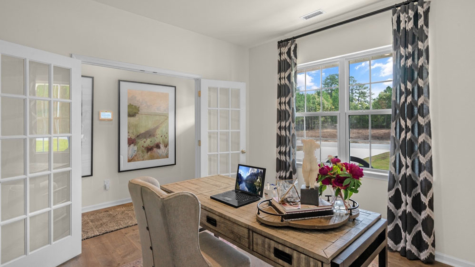 study with french glass doors