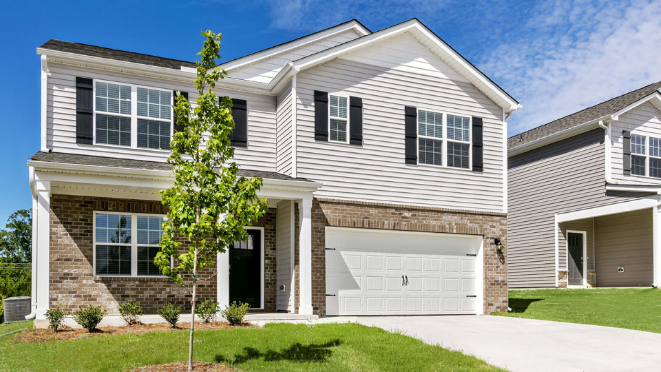 front exterior of Hayden F with 2 car garage