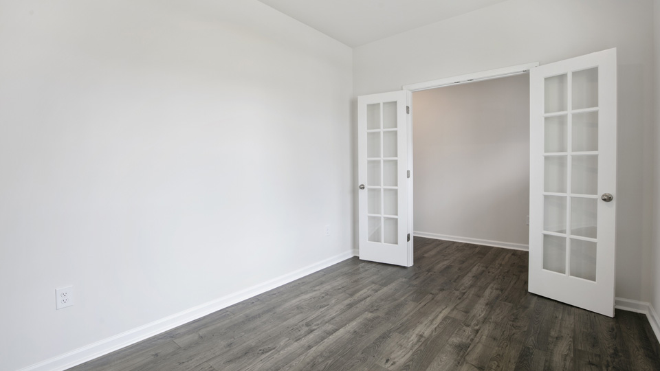flex room with large windows, french doors