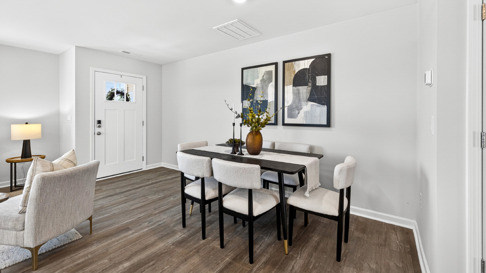 open concept living space with large windows