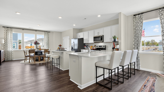 open concept kitchen and living areas