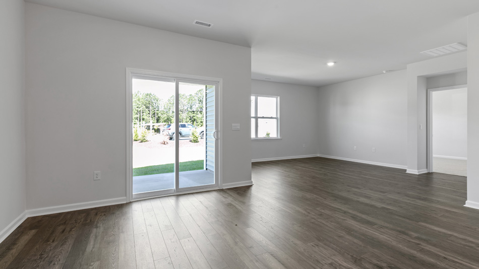 Living area with revwood flooring