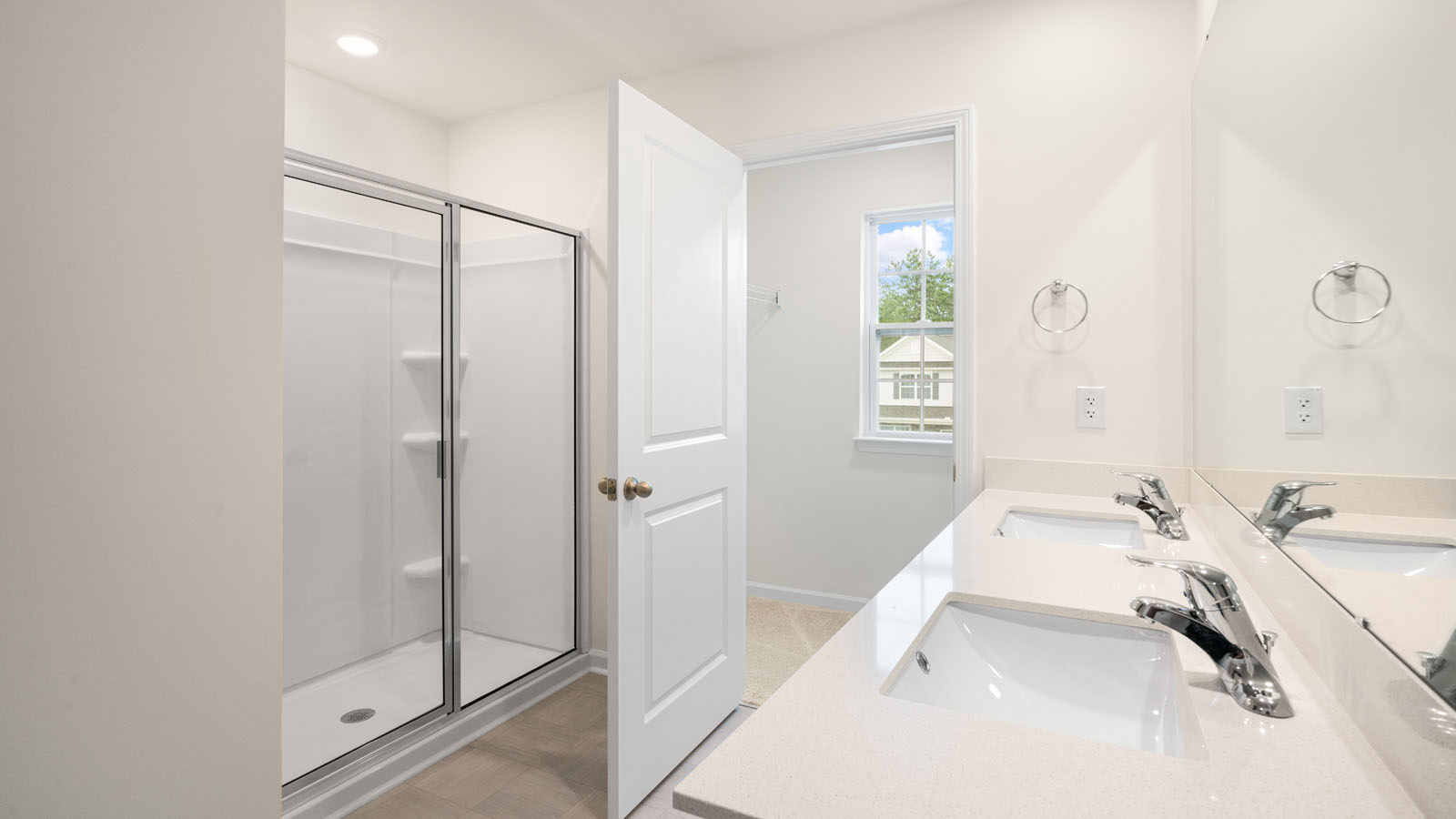 Bathroom with white cabinets