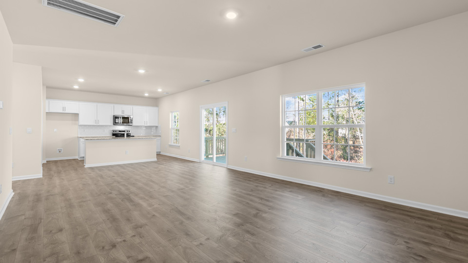 Living area with revwood flooring