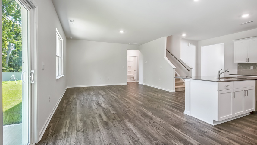 Living area with revwood flooring