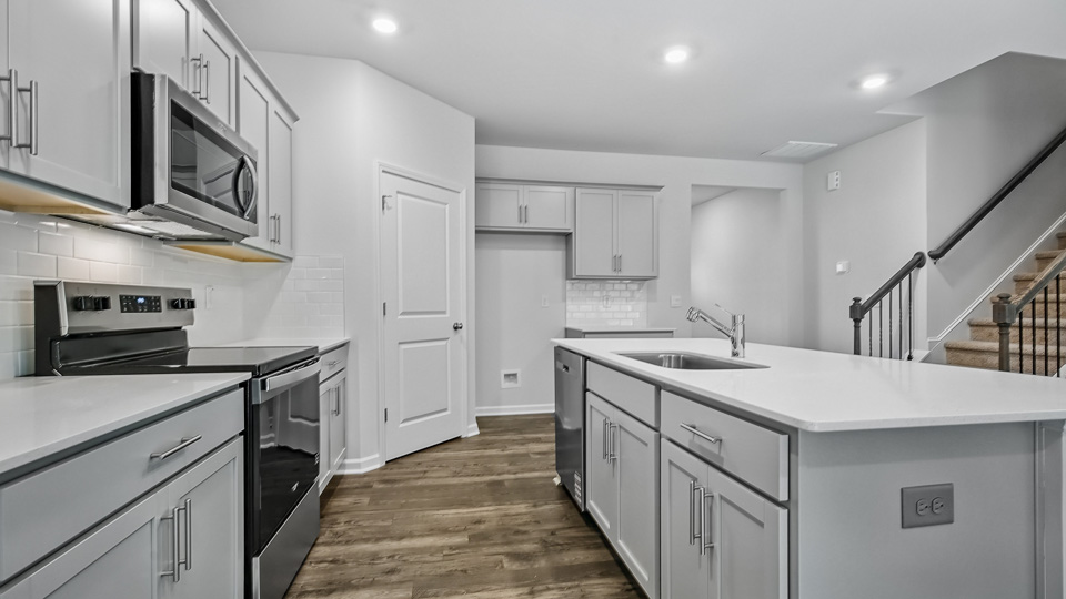Kitchen with white cabinets